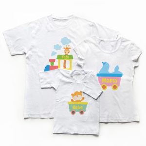 Set tricou familie Tata Mama Bebe -tema trenulet